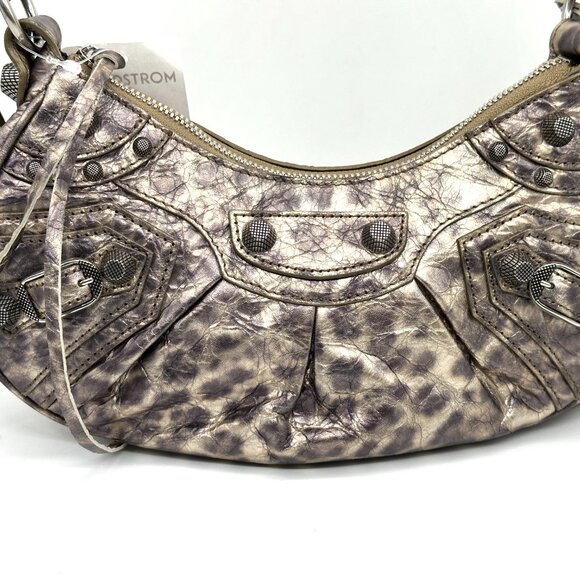 Balenciaga LE CAGOLE XS Metallic Leopard Stud Shoulder Crossbody Mini Bag - Picture 7 of 16